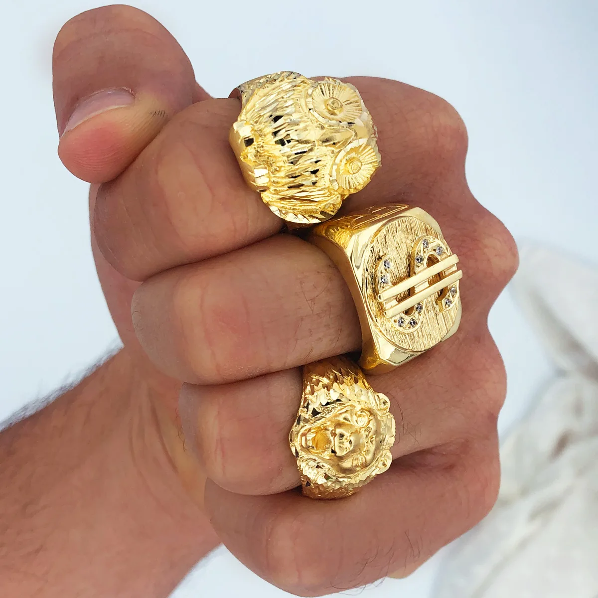 18K SELLO ORO AMARILLO MACIZO DOLAR CON CIRCONITA ANCHO 22X20 MM — vista 3