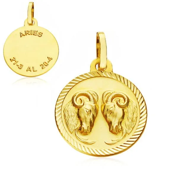 9K HOROSCOPO ORO AMARILLO DISCO 20 MM ARIES