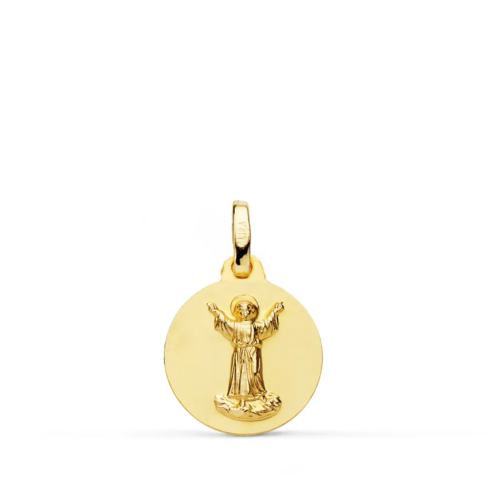 18K MEDALLA ORO AMARILLO DIVINO NIÑO LISA 14 MM