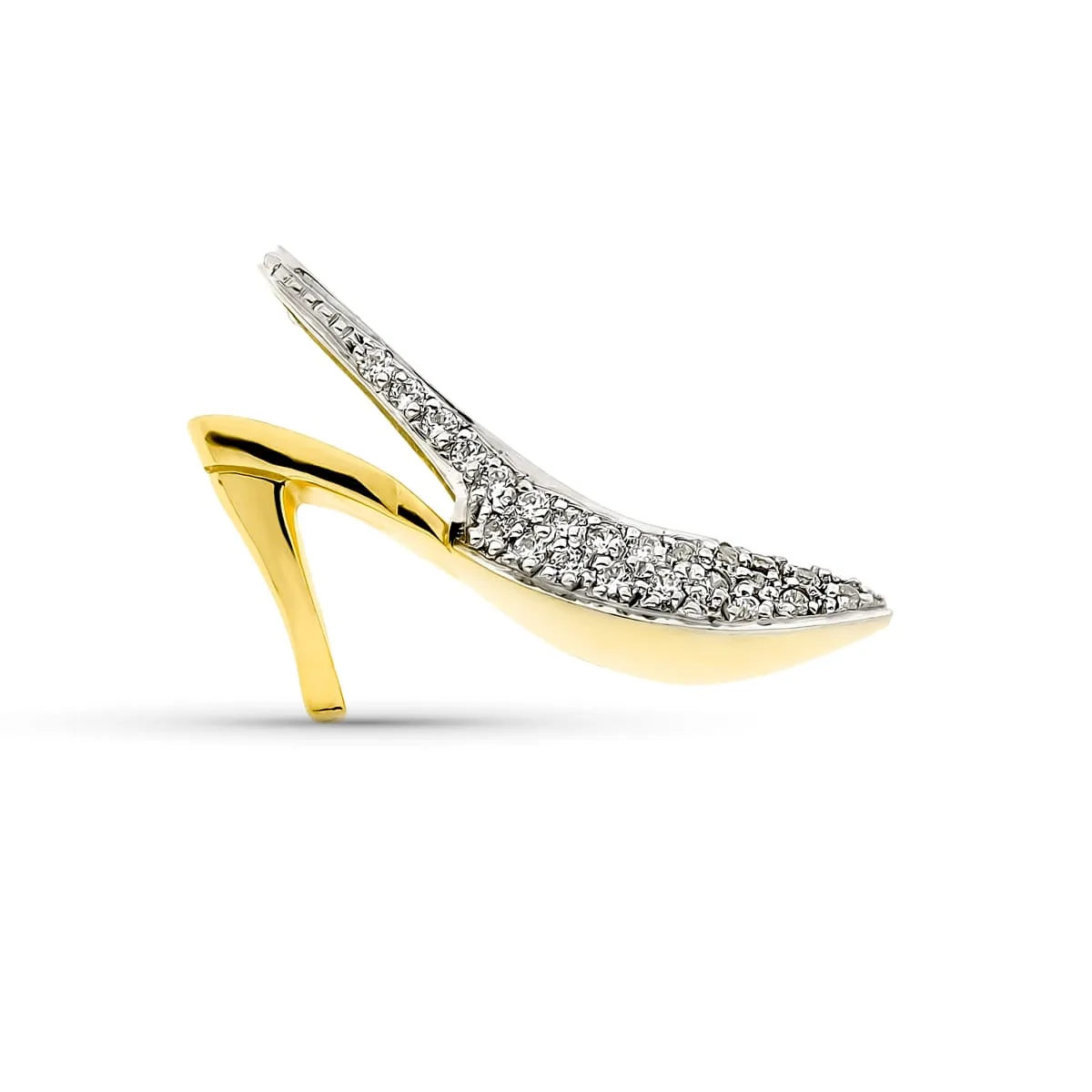 18K COLGANTE ORO AMARILLO ZAPATO CON CIRCONITAS