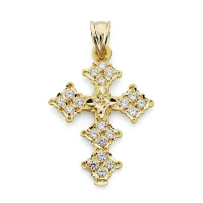 18K CRUZ ORO AMARILLO CANJAYAR CIRCONITA 31X22 MM