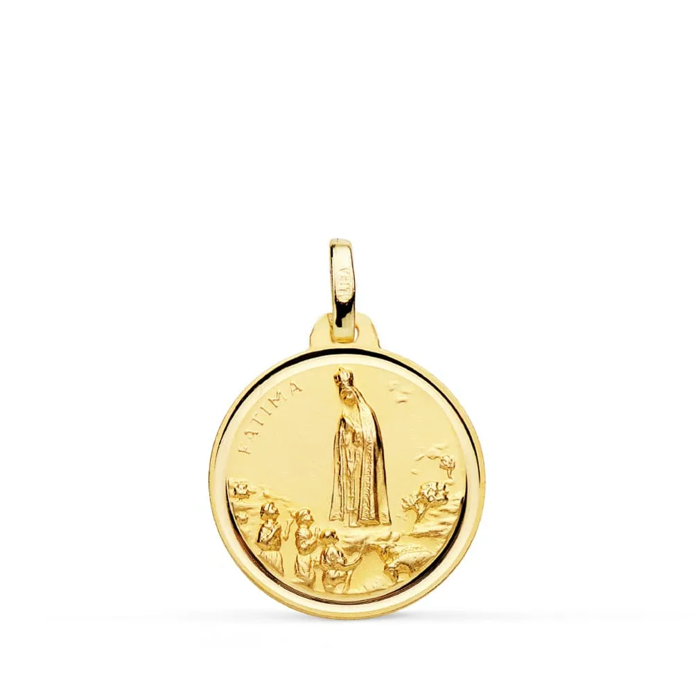 9K MEDALLA ORO AMARILLO VIRGEN DE FATIMA BISEL 18 MM