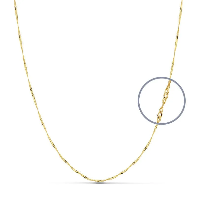 18K CADENA ORO AMARILLO MACIZA SINGAPUR 45CM 1 MM