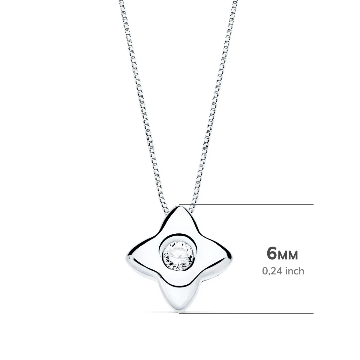 18K GARGANTILLA ORO BLANCO ESTRELLA 6MM CON DIAMANTE LABORATORIO 0,050 QTS. G-VS2. CADENA 42CM — vista 2