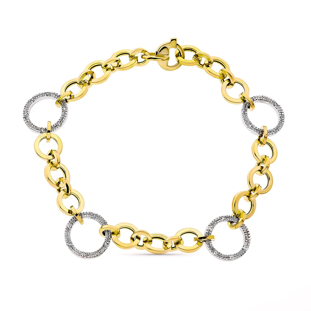 18K PULSERA ORO BICOLOR ANCHO 12 MM LARGO 19CM