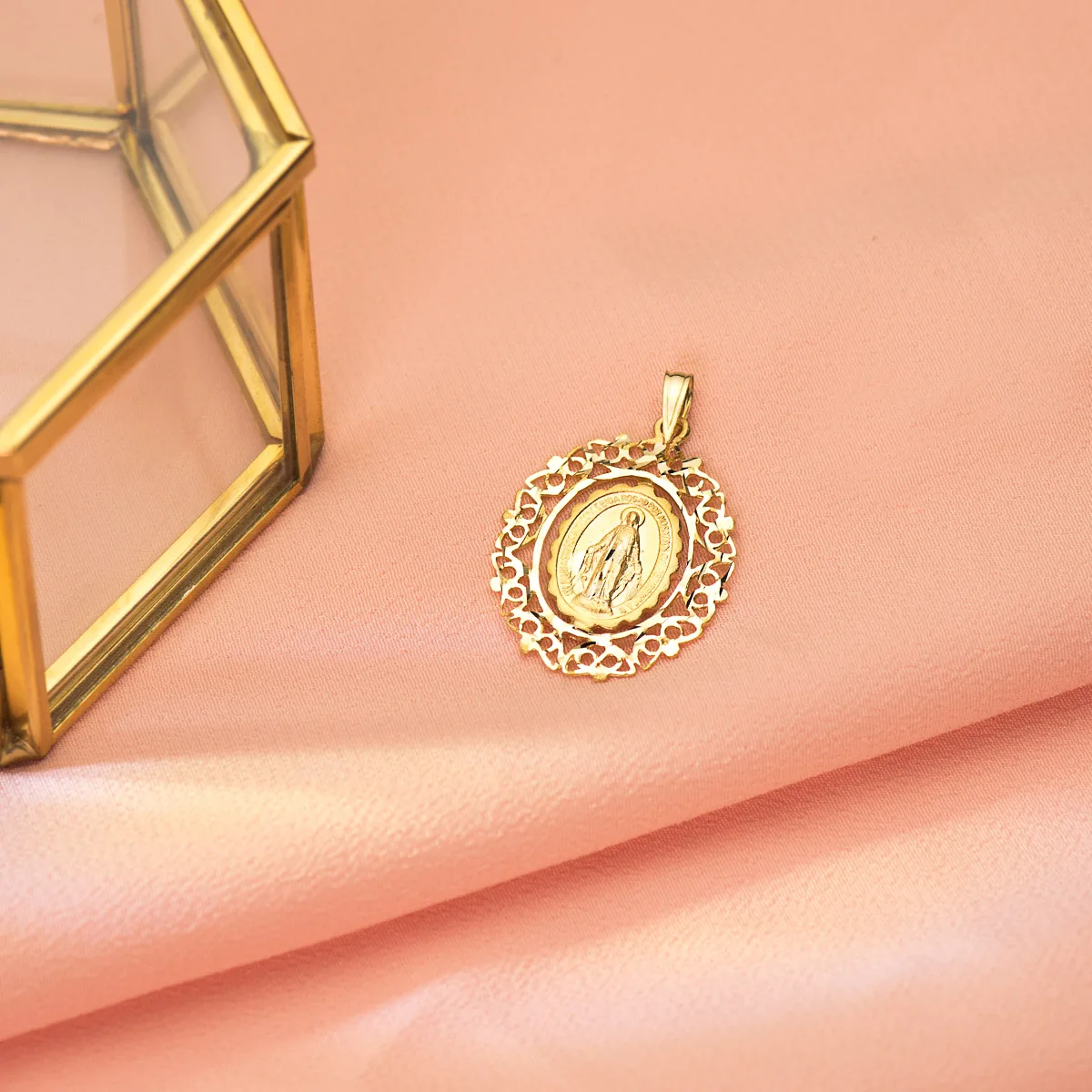 18K MEDALLA ORO AMARILLO VIRGEN DE LA MILAGROSA CERCO. MEDIDA: 28X21 MM — vista 2