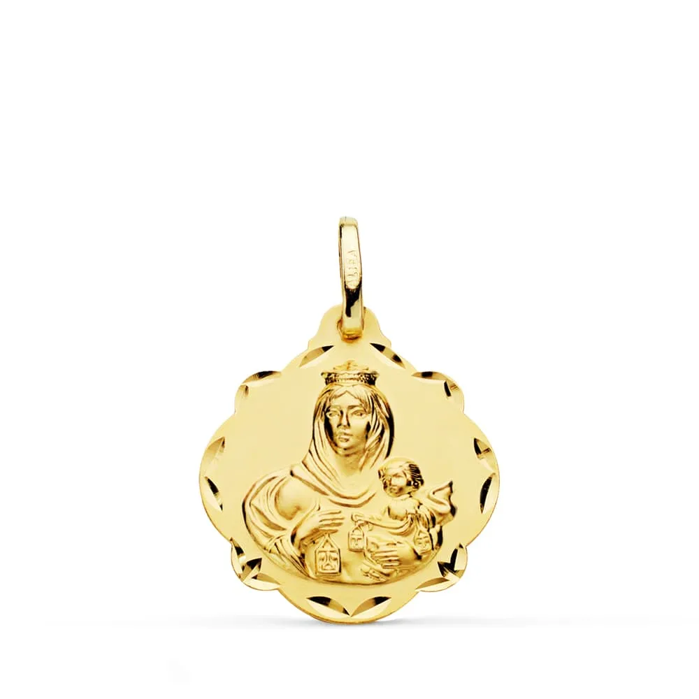 18K ESCAPULARIO ORO AMARILLO VIRGEN DEL CARMEN Y CORAZON DE JESUS 20 MM — vista 3