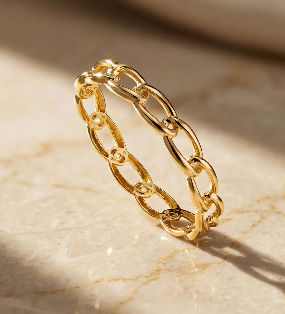 18K SORTIJA ORO AMARILLO LISA ESLABONES BILBAO EN BRILLO. ANCHO: 3 MM — vista 2