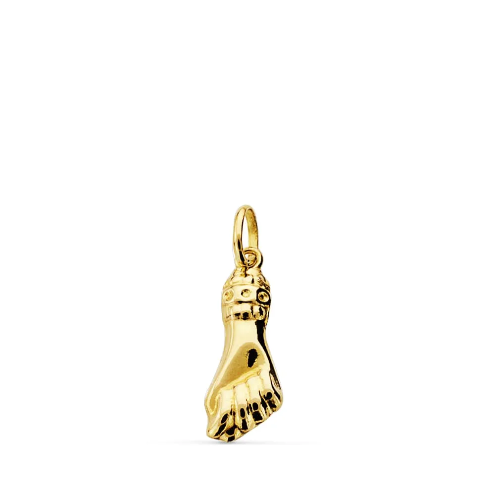 18K COLGANTE AMULETO ORO AMARILLO MANO MEDIANA 19 X 7 MM