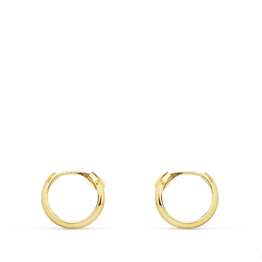 18K AROS HUECOS ORO AMARILLO MEDIA CAÑA LIGEROS. 10X2 MM