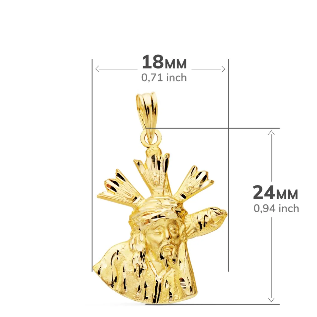 18K COLGANTE CRISTO DEL GRAN PODER SILUETA ORO AMARILLO 24X18 MM — vista 3