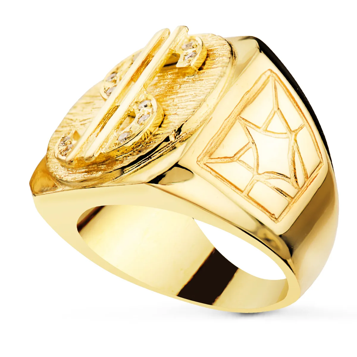 18K SELLO ORO AMARILLO MACIZO DOLAR CON CIRCONITA ANCHO 22X20 MM — vista 2