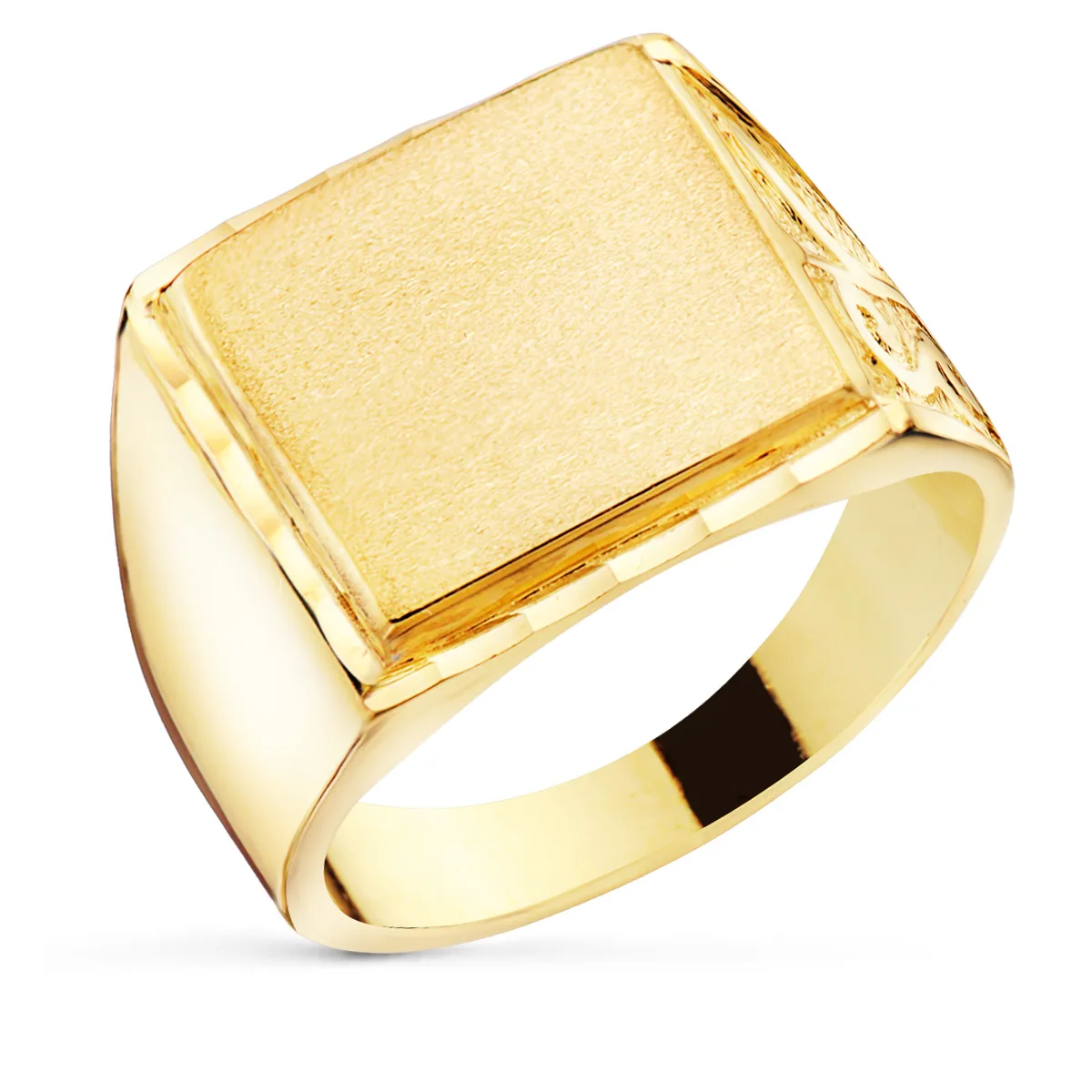 18K SELLO ORO AMARILLO CABALLERO MACIZO TALLADO ZONA GRABADO: 14X14 MM — vista 2