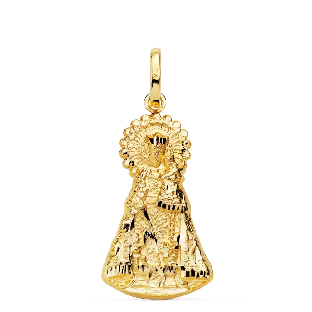9K MEDALLA ORO AMARILLO SILUETA VIRGEN DE LOS DESAMPARADOS 26X15 MM