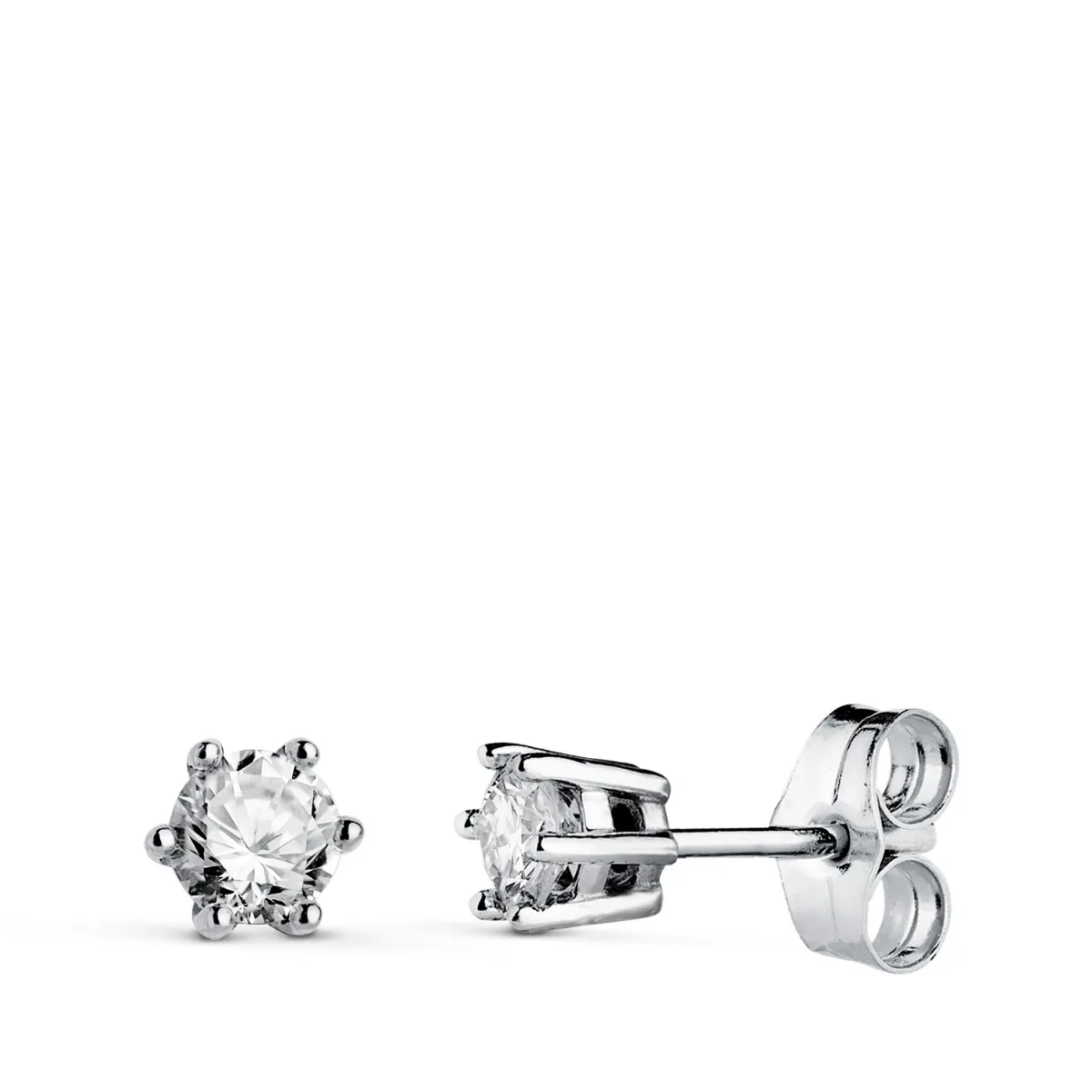 18K PENDIENTES ORO BLANCO DIAMANTES LABORATORIO TALLA BRILLANTE 3,8 MM 0,400 QTS. VS1-G. 4,5X4,5 MM CIERRE PRESION