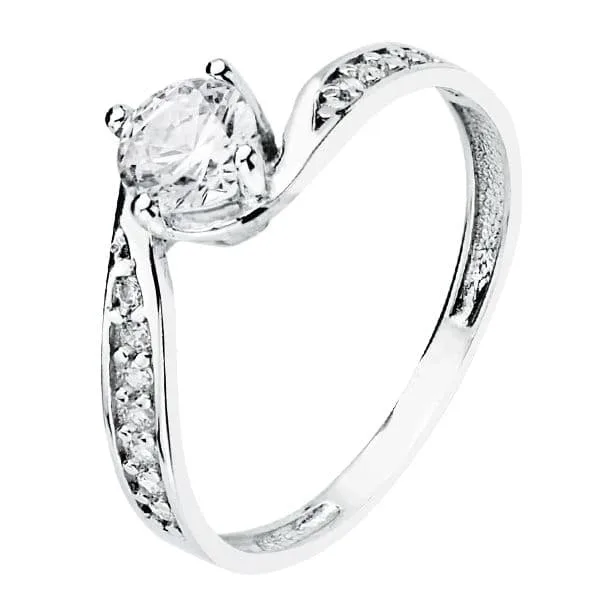 18K SOLITARIO ORO BLANCO CUERPO DE CIRCONITA Y 4 GARRAS CON CIRCONITA DE 5 MM