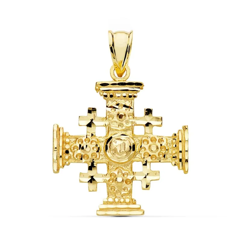 18K CRUZ DE JERUSALEN ORO AMARILLO 27X23 MM