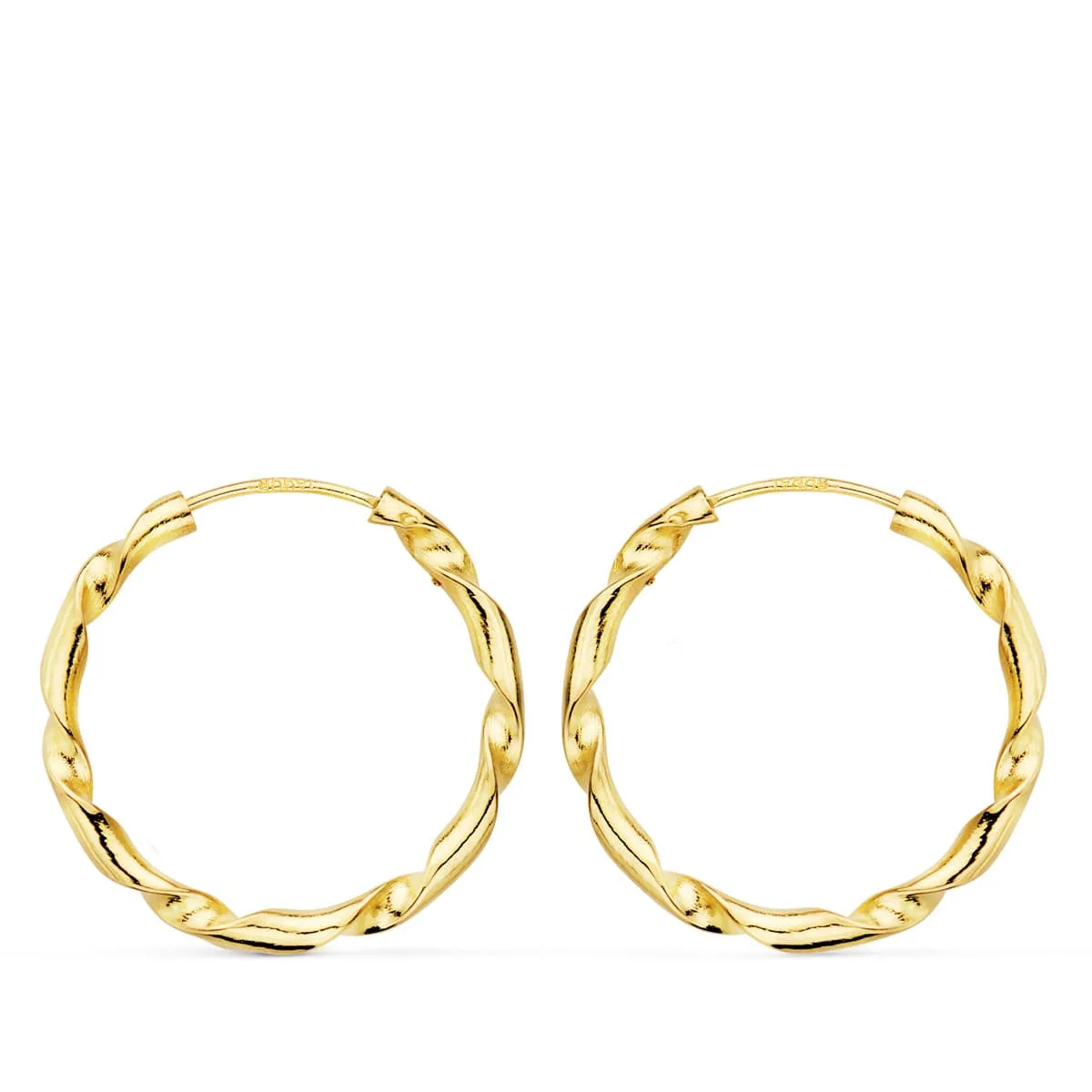 18K AROS ORO AMARILLO HUECOS RETORCIDOS. 20X2 MM