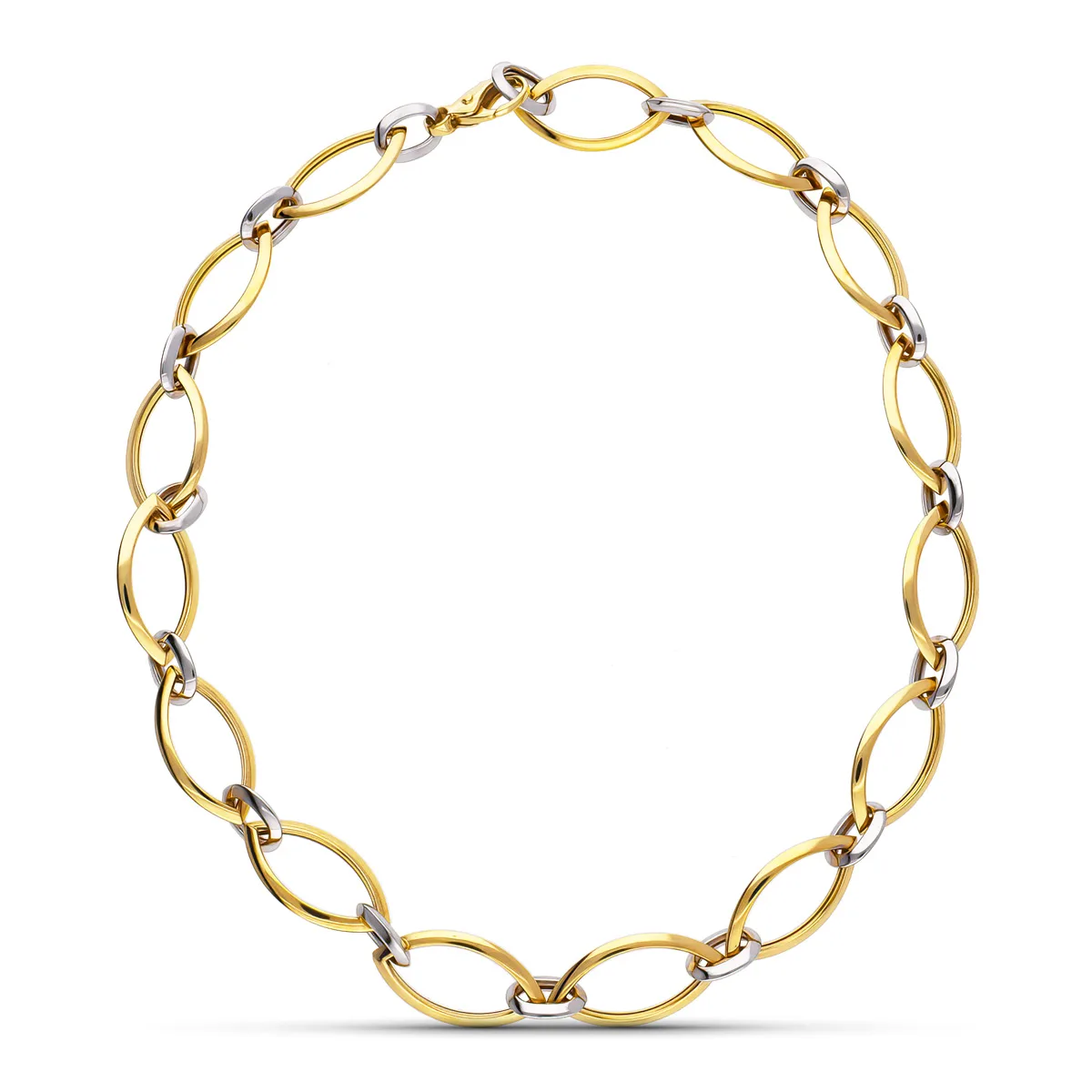 18K GARGANTILLA ORO BICOLOR ESLABON OVAL