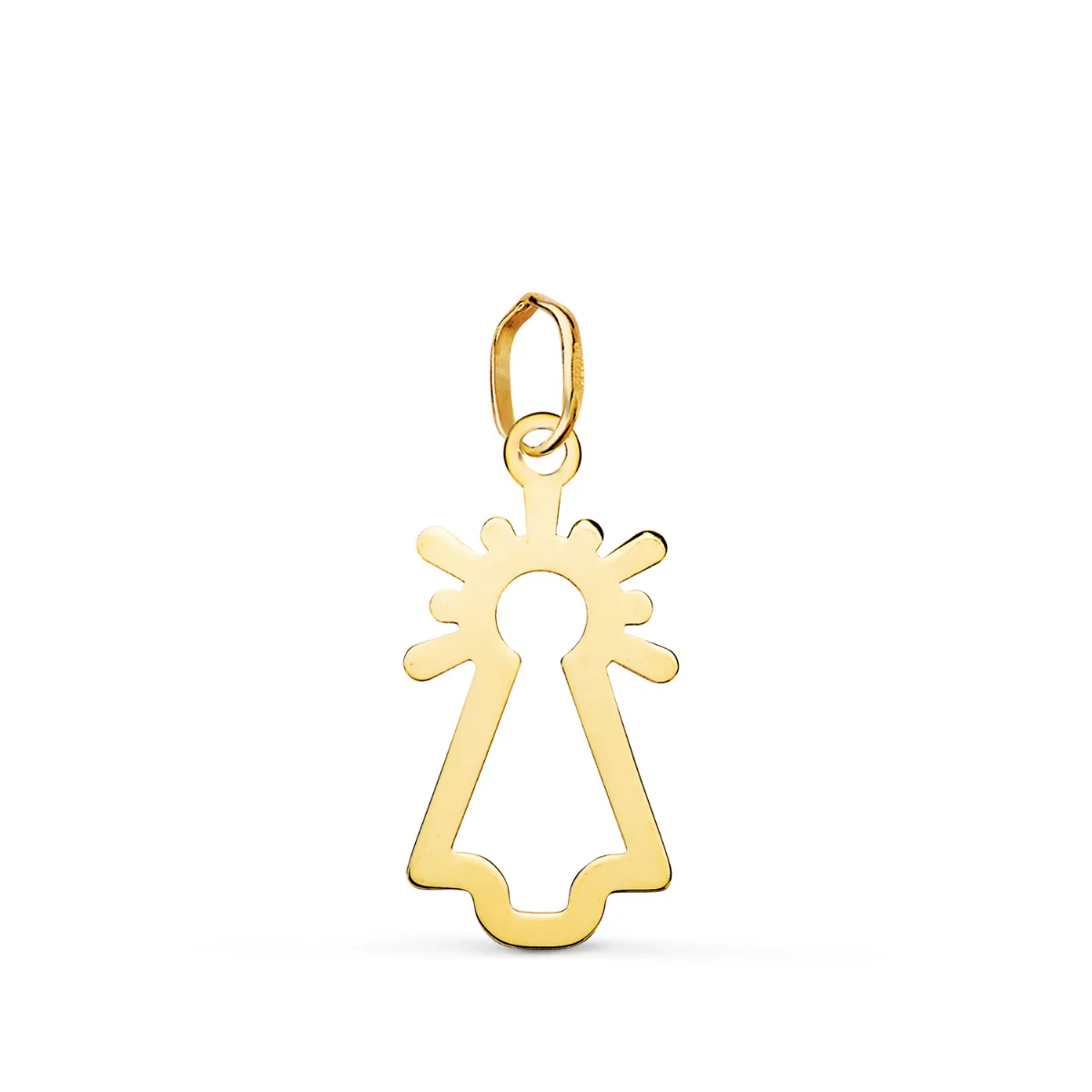 18K COLGANTE ORO AMARILLO VIRGEN DEL PILAR SILUETA BRILLO. MEDIDA: 20X10 MM