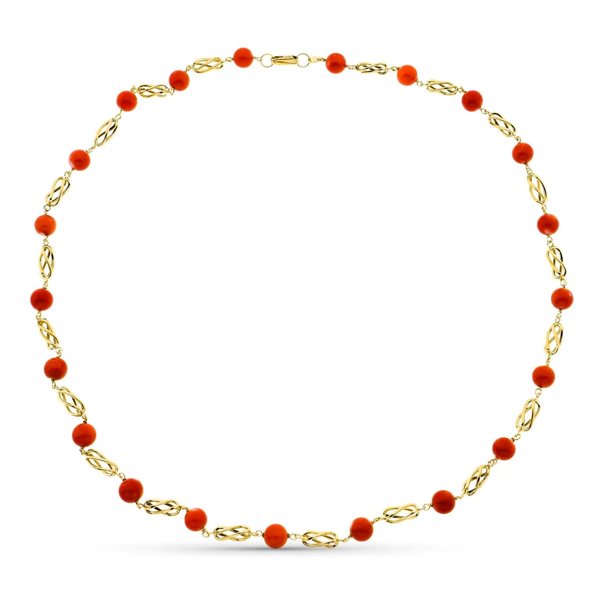 18K GARGANTILLA ORO AMARILLO JAULA CORAL FINO JAPONES 7.5 MM 60CM