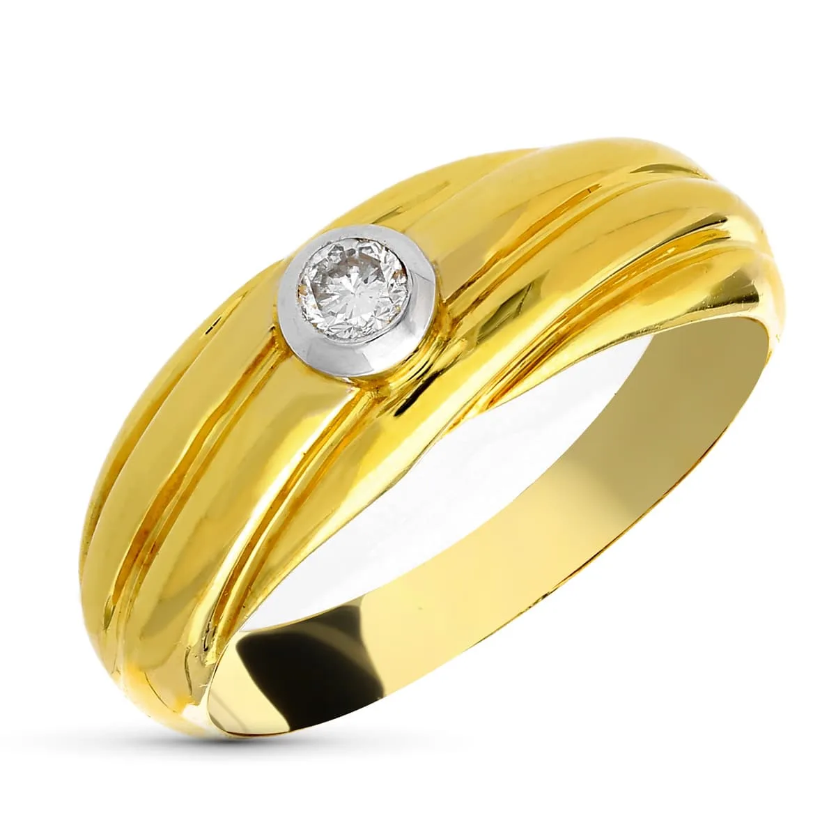 18K SORTIJA ORO BICOLOR DIAMANTE NATURAL TALLA BRILLANTE. 0,15 QTS.