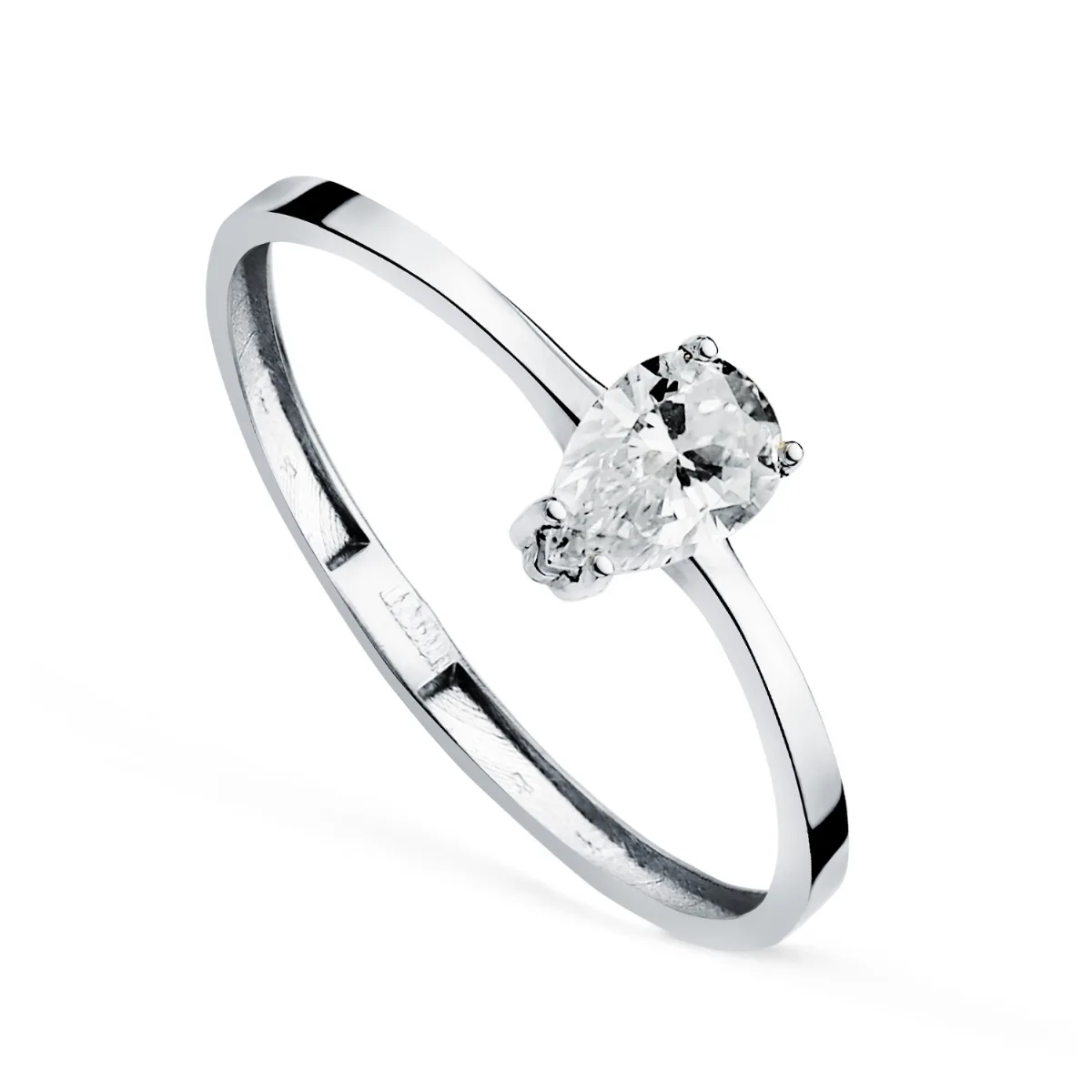 18K SORTIJA ORO BLANCO DIAMANTE LABORATORIO TALLA PERA 0,35 QTES. VS2 - G. ANCHO: 6 MM