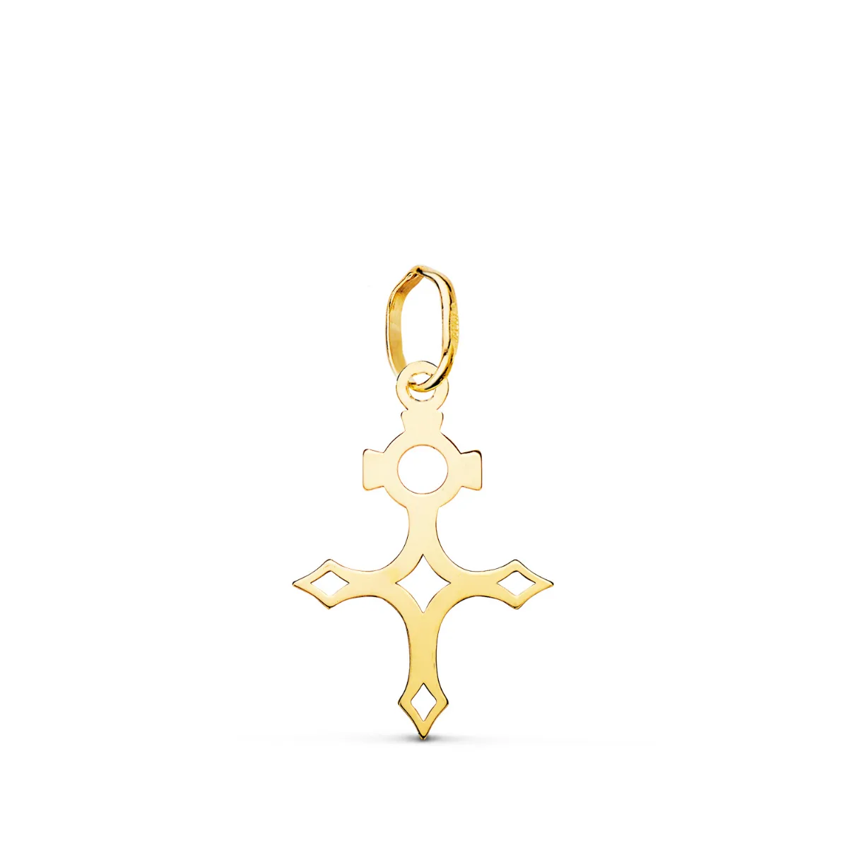 18K COLGANTE ORO AMARILLO CRUZ DEL SUR SILUETA EN BRILLO. 18 X 12 MM