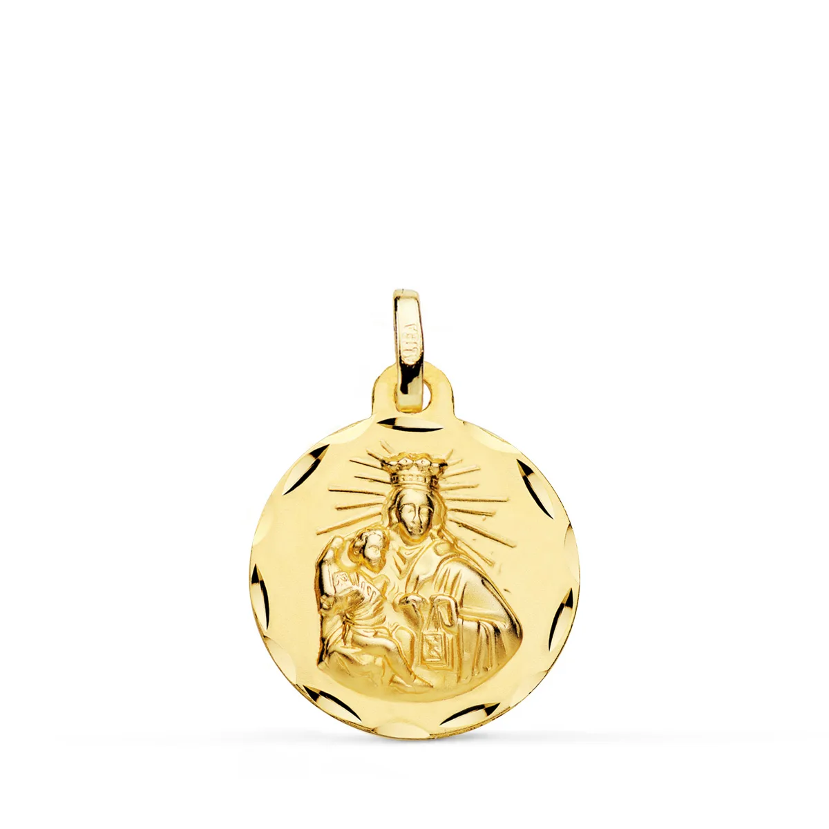 18K ESCAPULARIO ORO AMARILLO CORAZON DE JESUS Y VIRGEN DEL CARMEN TALLADO ORO AMARILLO 18 MM — vista 2