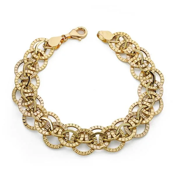 18K PULSERA BICOLOR HUECA 19CM