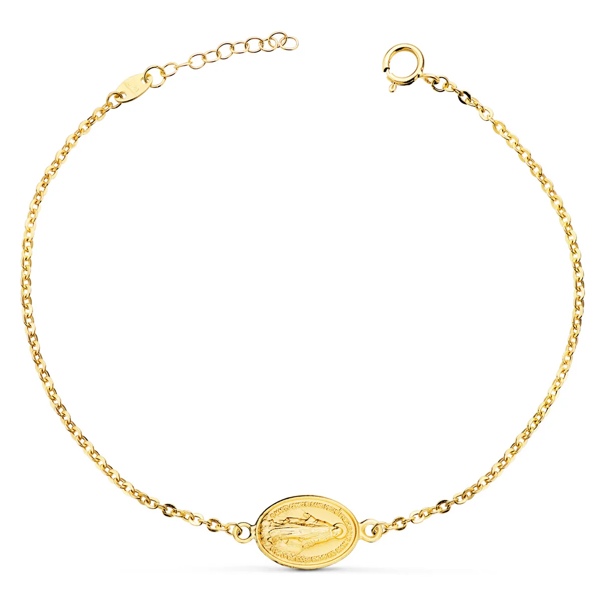 18K PULSERA ORO AMARILLO CON MEDALLA ORO AMARILLO MILAGROSA 13 X 10 MM.  LARGO: 17 2 CM