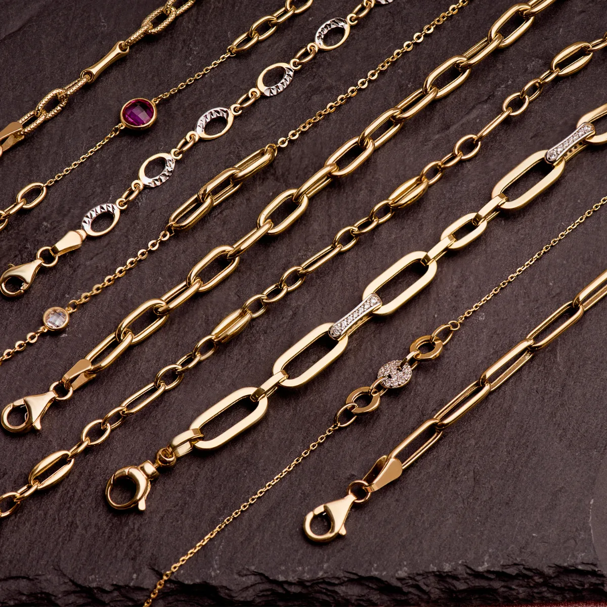 18K PULSERA ORO BICOLOR CON ESLABONES Y CIRCONITA ANCHO: 6,5 MM. LARGO: 19,5 CM — vista 2