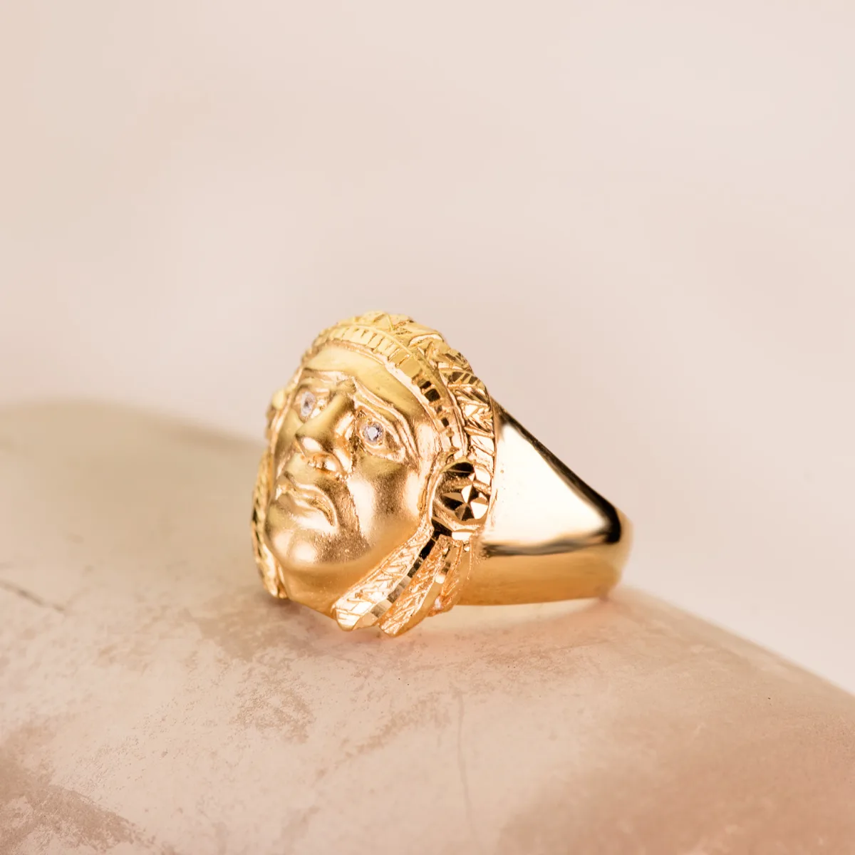 18K SELLO ORO AMARILLO INDIO AMERICANO ANCHO TOTAL 20 MM — vista 2