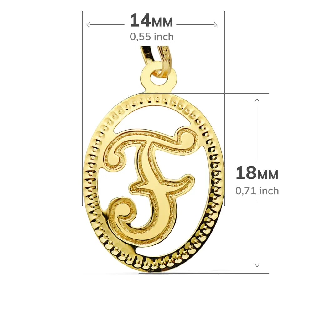 18K COLGANTE ORO AMARILLO INICIAL LETRA F 21X14 MM — vista 2