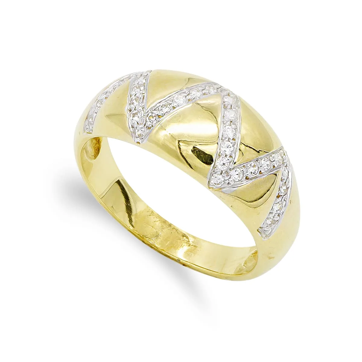 18K SORTIJA ORO AMARILLO MACIZA CON CIRCONITAS. ANCHO: 9 MM