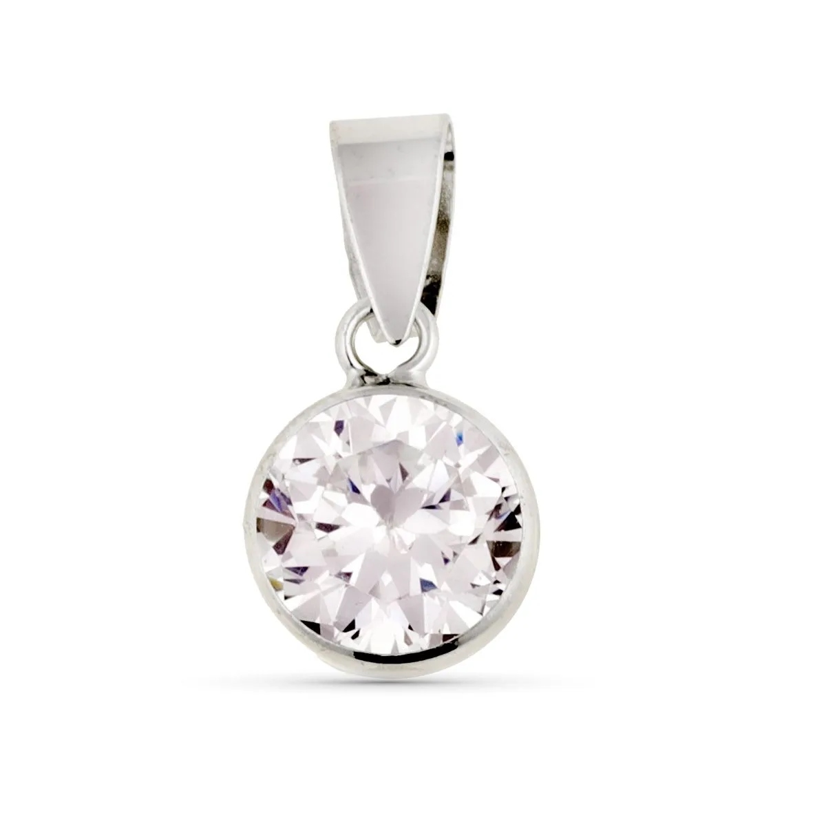 9K COLGANTE ORO BLANCO REDONDO CHATON CON CIRCONTIA 7 MM