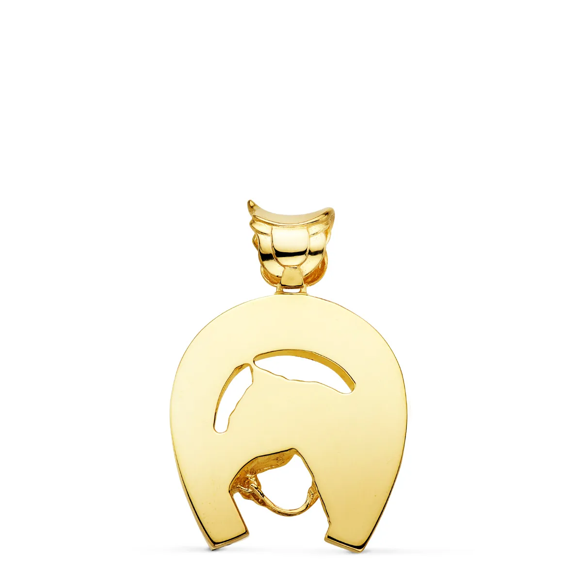 18K COLGANTE ORO AMARILLO HERRADURA CON CABALLO 36X32 MM — vista 2