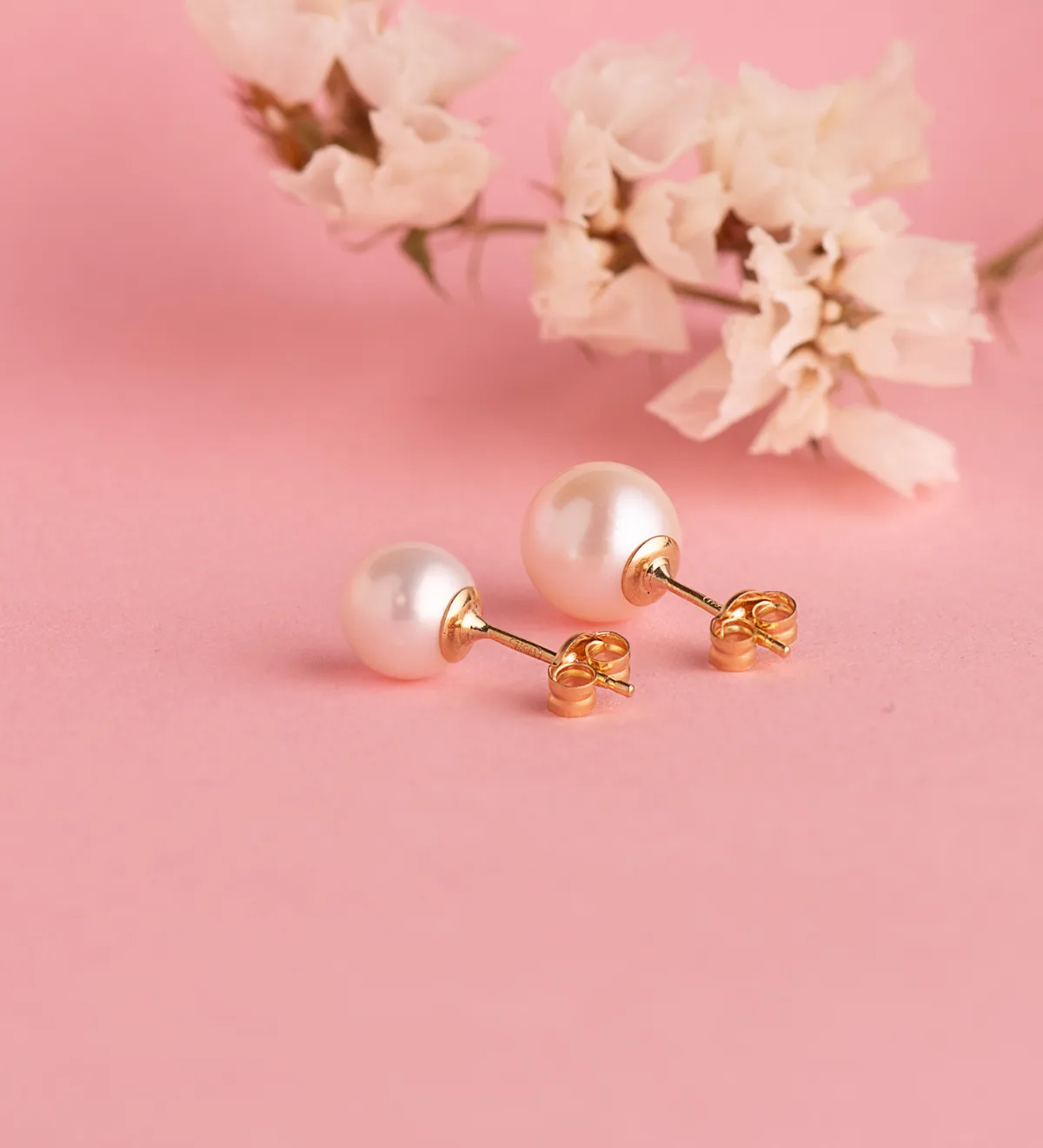 18K PENDIENTES ORO AMARILLO PERLA CULTIVADA 8 - 8,5 MM CON CASQUILLA CIERRE PRESION — vista 3