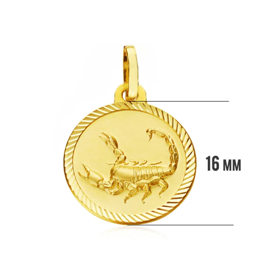 18K PLACA HOROSCOPO ORO AMARILLO ESCORPIO 16 MM — vista 3