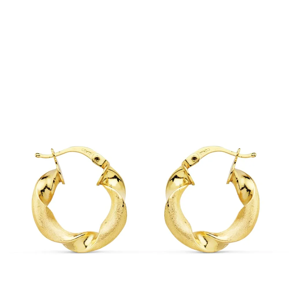 18K AROS ORO AMARILLO MATE Y BRILLO HUECOS 18 MM