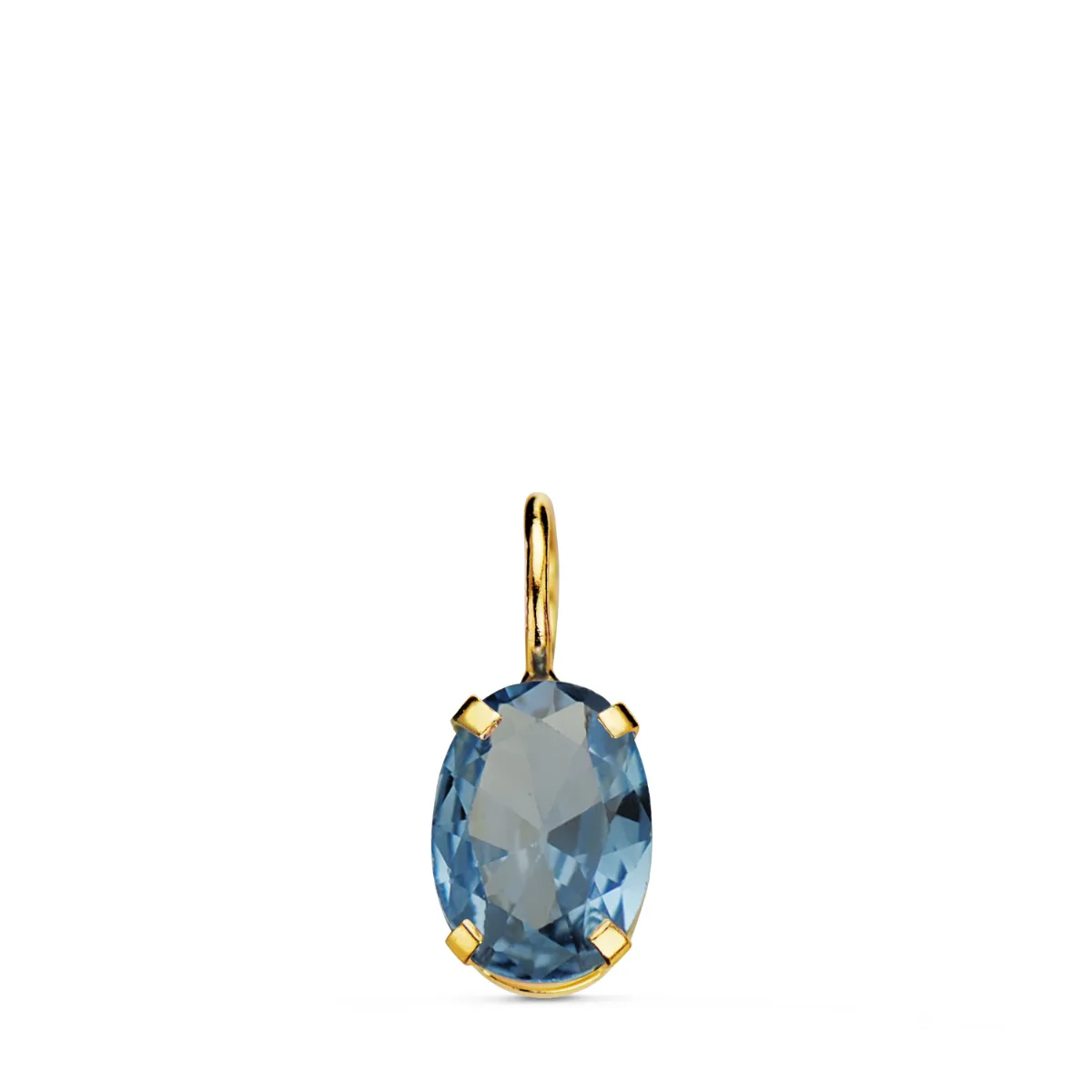 18K COLGANTE ORO AMARILLO OVAL PIEDRA COLOR AGUAMARINA 7 X 5 MM.