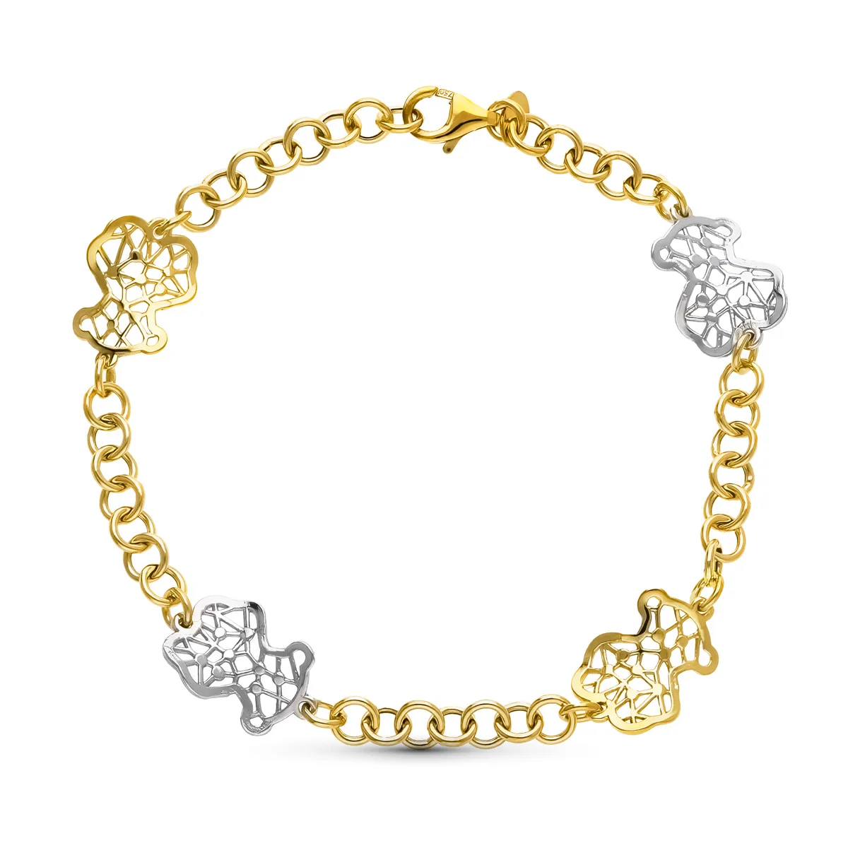 18K PULSERA ORO BICOLOR OSOS