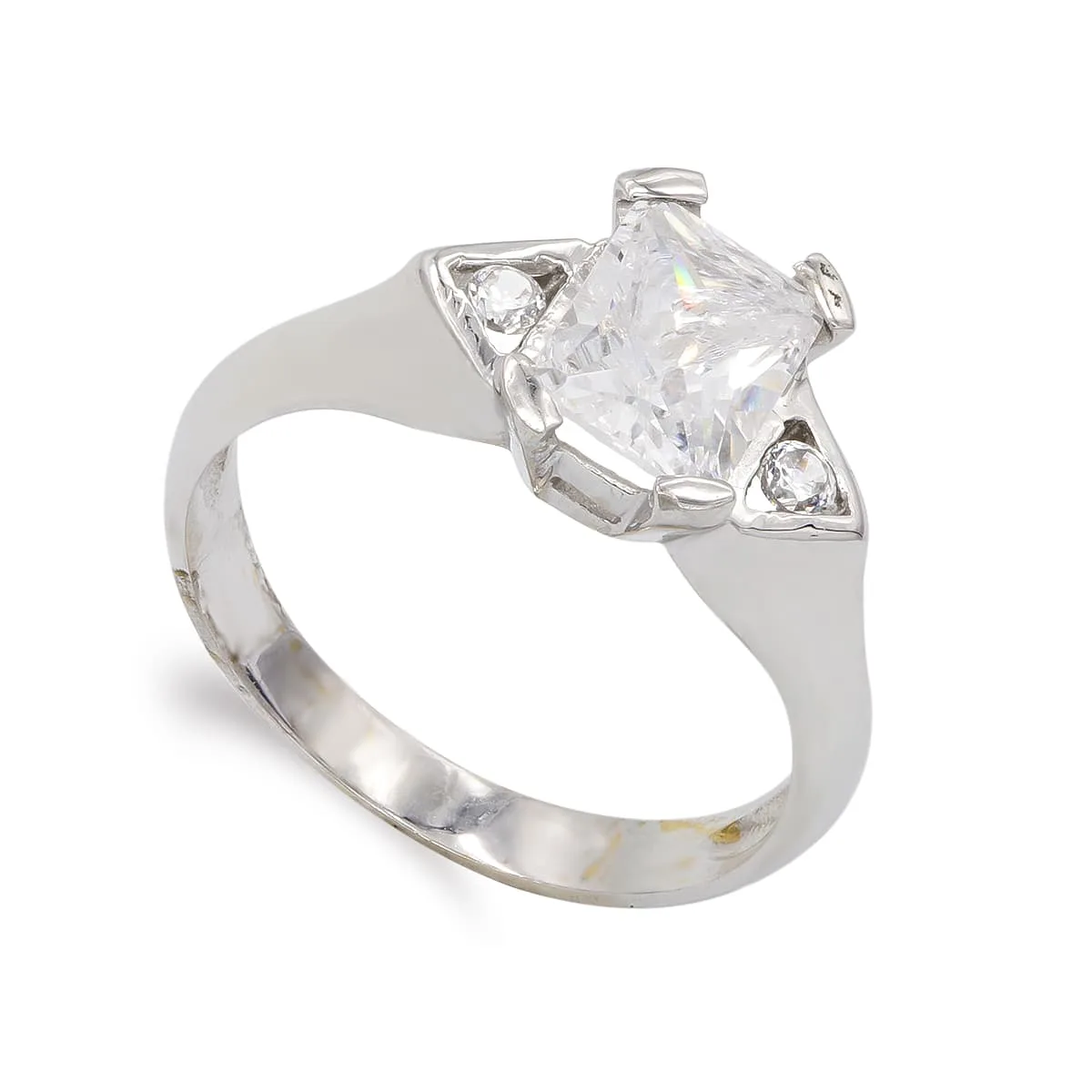 18K SORTIJA ORO BLANCO CON CIRCONITA EN GARRA. ANCHO: 8 MM