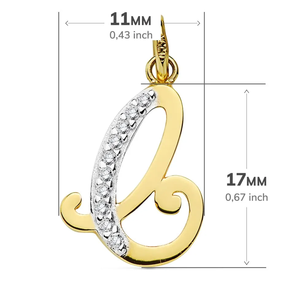18K COLGANTE ORO BICOLOR LETRA C CIRCONITA 17X11 MM — vista 2