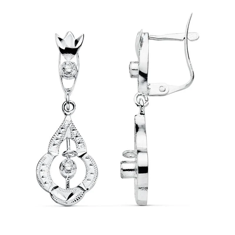 18K PENDIENTES CUBANAS ORO BLANCO 29X10 MM CIERRE CATALAN
