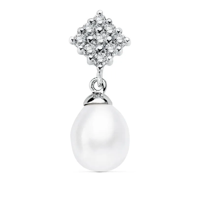 18K COLGANTE ORO BLANCO CUAJO Y PERLA 22X8 MM