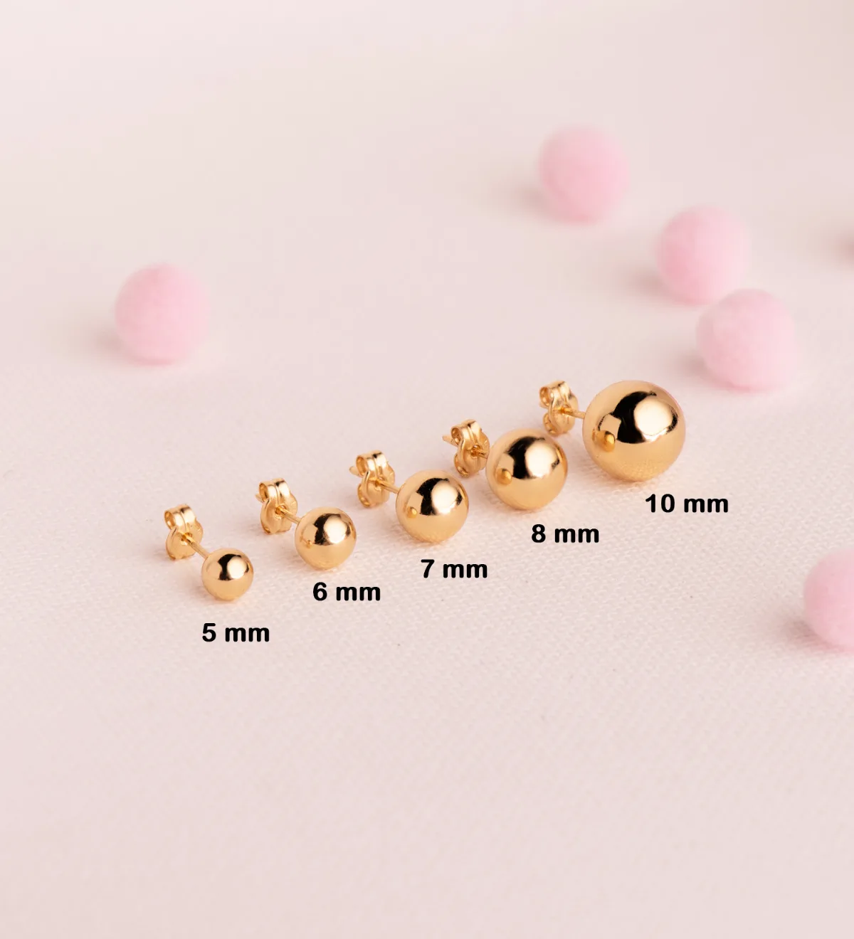 18K PENDIENTES ORO AMARILLO BOLA LISA BRILLA HUECA. ANCHO: 5 MM. CIERRE PRESION — vista 2