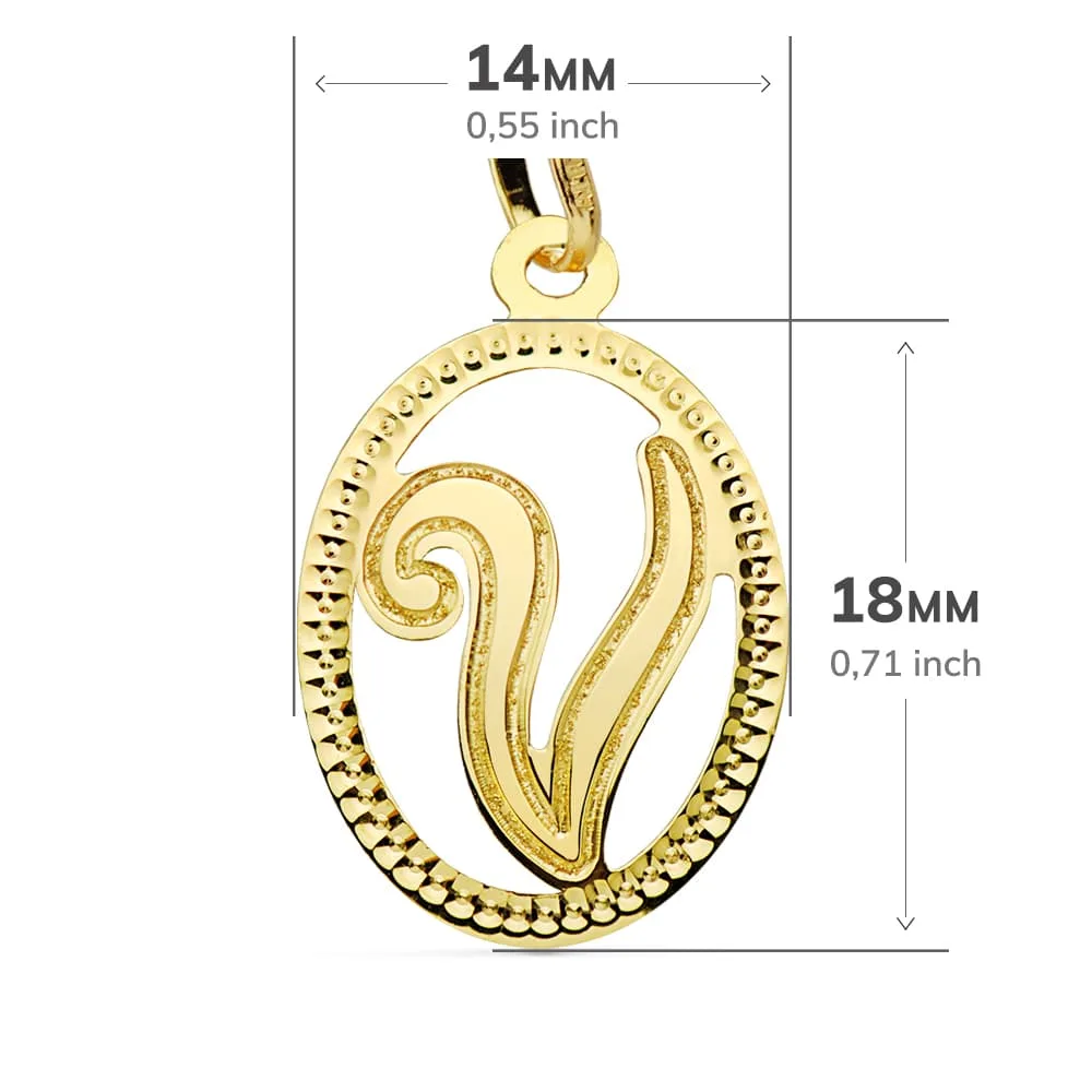 18K COLGANTE ORO AMARILLO INICIAL LETRA V 21X14 MM — vista 2