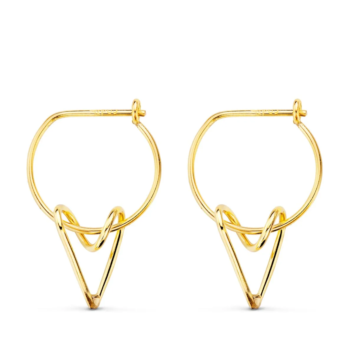 18K AROS ORO AMARILLO 13 MM MOTIVO CORAZON 10X7 MM