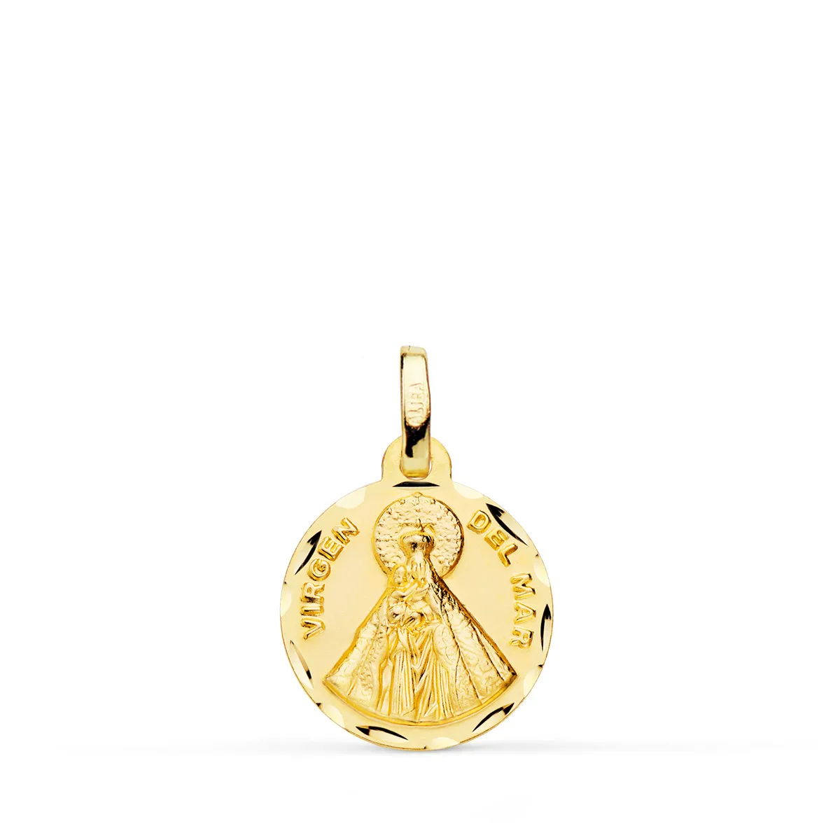 18K MEDALLA ORO AMARILLO NUESTRA SEÑORA VIRGEN DEL MAR 14 MM TALLADA